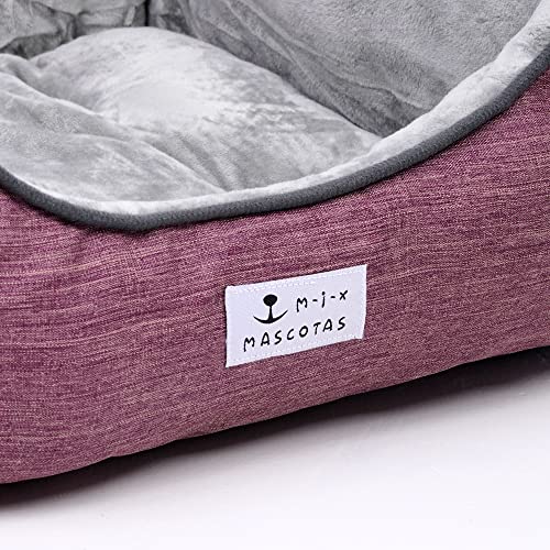 Cama para Perros Super Cómoda Cama para Mascotas con Suave Cama de Perros y Gatos Alfombra para Mascotas (68*50*21cm, Rojo)