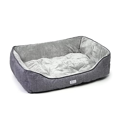 Cama para Perros Super Cómoda Cama para Mascotas con Suave Cama de Perros y Gatos Alfombra para Mascotas (88*65*23cm, Gris)