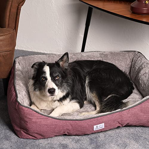 Cama para Perros Super Cómoda Cama para Mascotas con Suave Cama de Perros y Gatos Alfombra para Mascotas (Rojo, 88*65*23cm)