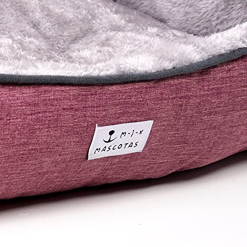 Cama para Perros Super Cómoda Cama para Mascotas con Suave Cama de Perros y Gatos Alfombra para Mascotas (Rojo, 88*65*23cm)