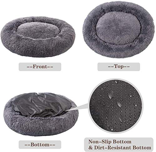 Cama para Perros tamaño Extra Grande,Camas Perros Grandes Lavable,con Forma Redonda,sponjosa,Relajante,Camas de Lujo para Perros Grandes,Cama de Pelo para Perros Grandes (100cm,Gris Oscuro)