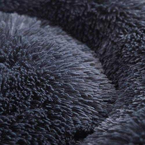 Cama para Perros tamaño Extra Grande,Camas Perros Grandes Lavable,con Forma Redonda,sponjosa,Relajante,Camas de Lujo para Perros Grandes,Cama de Pelo para Perros Grandes (100cm,Gris Oscuro)