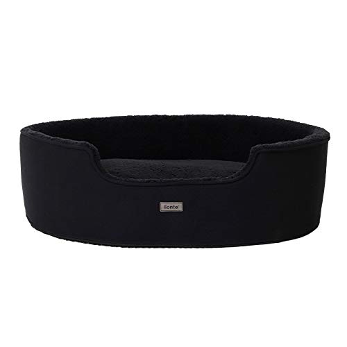 Cama Perro con cojín Reversible Cama Gatos Cuna de Felpa (L) 92 x 72 cm Negro