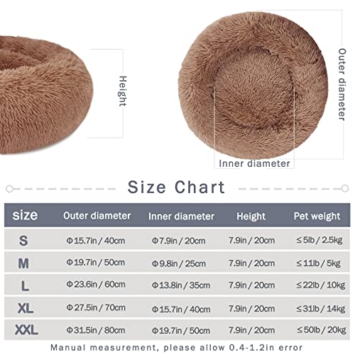 Cama Perro Gato Mediano Grande - Cama para Perros Redonda Antiestres Suave Lavables, Cálido Felpa Cama Cojin Interior Invierno para Perro y Gato Medianos Grande (XXL-80cm, Café)