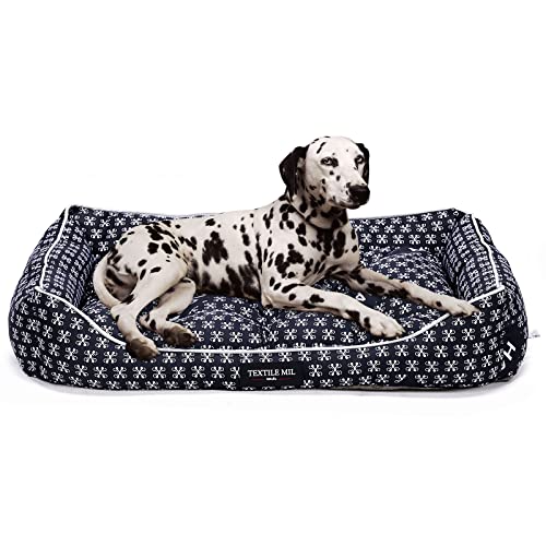 Cama Perro Grande Antiestres Colchoneta Perro Impermeable Colchon PREEO Lavable Relleno de Fibra Sofa Perro Suave Relax 82 x 61 x 25 cm (Large, Negro)