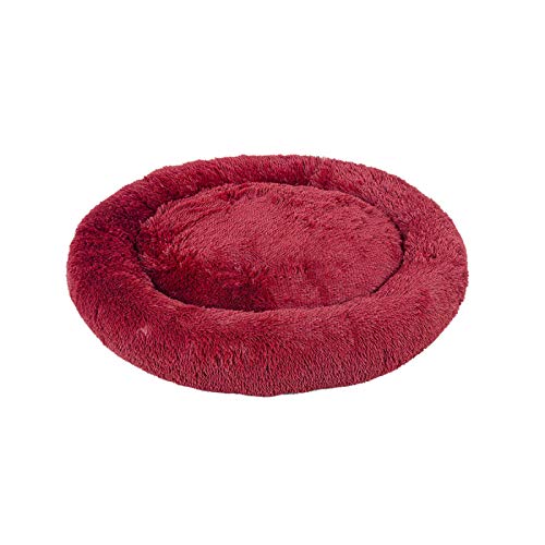 Cama Perro Grande Cama Antiestres Perro Donut Perro Cama Banda Antideslizante Parte Inferior Lavables Cama para Perros,x/s/l/XL, Rosa/Gris Claro/Gris Oscuro/Rojo/Marrón Claro(Rojo，60cm)