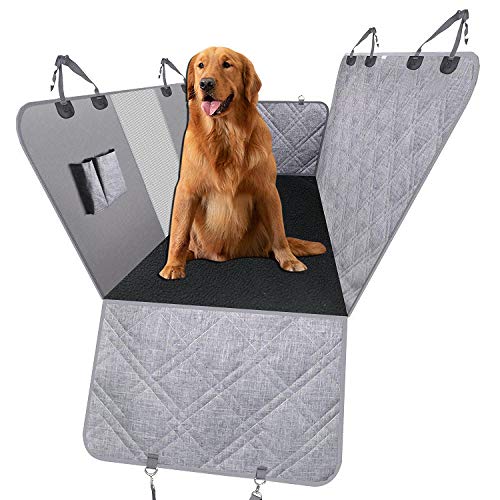 Cama Perro Mediano Gris Cubre Mascotas Coche Protector de Maletero de Coche Antideslizante para Perros con Solapa de Parachoques Universal Impermeable Funda de Maletero de Coche Alfombrilla para Perr