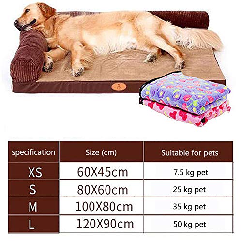 Cama Perros, Alto Rebote Esponja Pad, Impermeable Cama Perro, Alivio Dolor Animal Doméstico Artritis Cadera Hiperplasia, Terapéutico Apoyo Cama Perro, Lavable Colcha (con La Manta),A,M