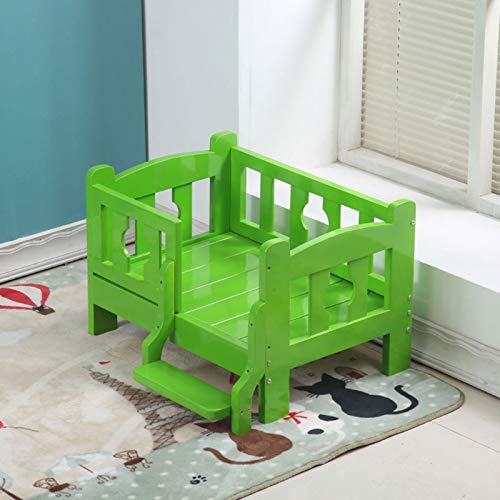 Cama Perros Cama Extra Grande de Madera para Perros, Caseta para Mascotas Elevada con Barra de Cama y Escalón, Mantener Caliente y Enfriar, para Perros Que Sufren de Dolor Articular o Artritis