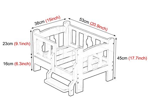 Cama Perros Cama Extra Grande de Madera para Perros, Caseta para Mascotas Elevada con Barra de Cama y Escalón, Mantener Caliente y Enfriar, para Perros Que Sufren de Dolor Articular o Artritis