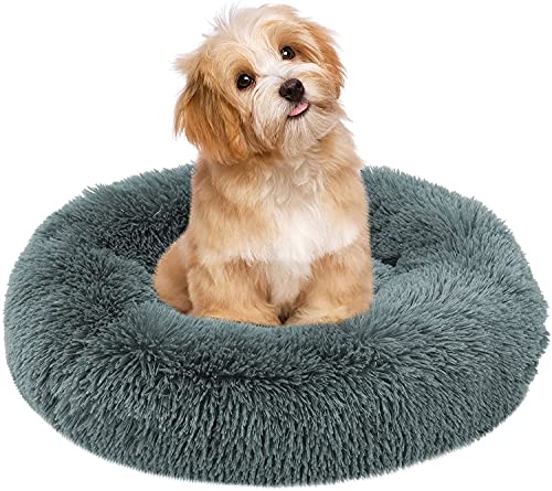 Cama redonda de felpa para mascotas, pequeña cama para perros, lavable, suave, sofá para perros, cama para gatos y perros pequeños, cama para animales en forma de Doughnut, 60 cm