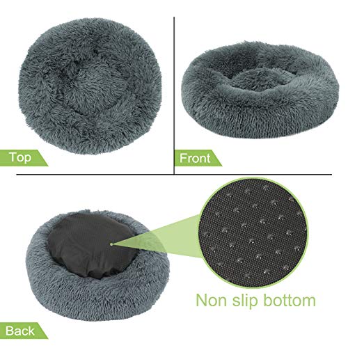 Cama redonda de felpa para mascotas, pequeña cama para perros, lavable, suave, sofá para perros, cama para gatos y perros pequeños, cama para animales en forma de Doughnut, 60 cm