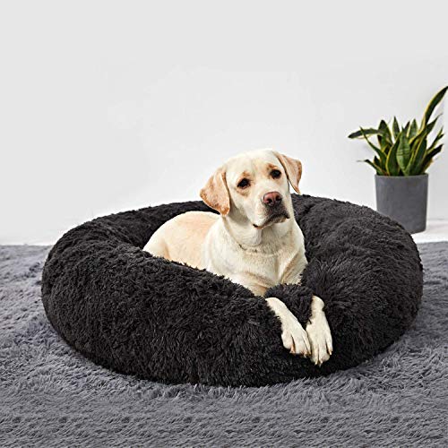 Cama redonda para perro de peluche Lesong,lavable para perro de donut pequeño y mediano grande, cama cómoda para perro relajante para Golden Retriever, Labrador