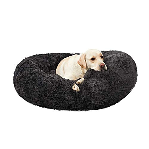 Cama redonda para perro de peluche Lesong,lavable para perro de donut pequeño y mediano grande, cama cómoda para perro relajante para Golden Retriever, Labrador