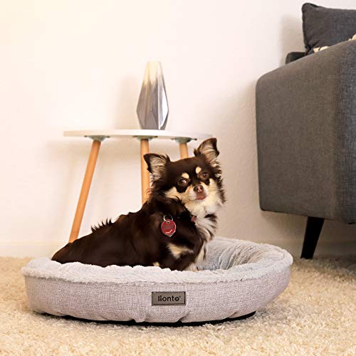 Cama Redonda para Perros cojín para Perros sofá Perros Cama con Forma de Donut (S) 55 cm Ø diámetro Externo Gris