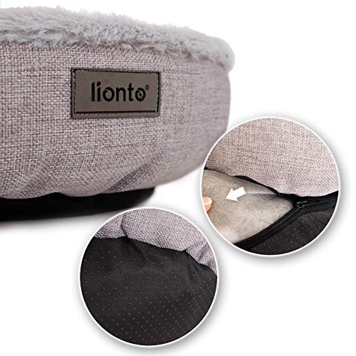 Cama Redonda para Perros cojín para Perros sofá Perros Cama con Forma de Donut (S) 55 cm Ø diámetro Externo Gris