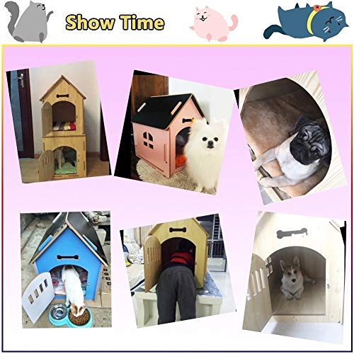 Camas para Perros Caseta De Madera para Perros Y Gatos, para Cachorros, Animales Pequeños, para Dormir, Portátil, Lejos De La Humedad, Perrera para Mascotas con Puerta, Tamaño 4