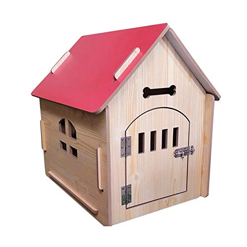 Camas para Perros Caseta De Madera para Perros Y Gatos, para Cachorros, Animales Pequeños, para Dormir, Portátil, Lejos De La Humedad, Perrera para Mascotas con Puerta, Tamaño 4