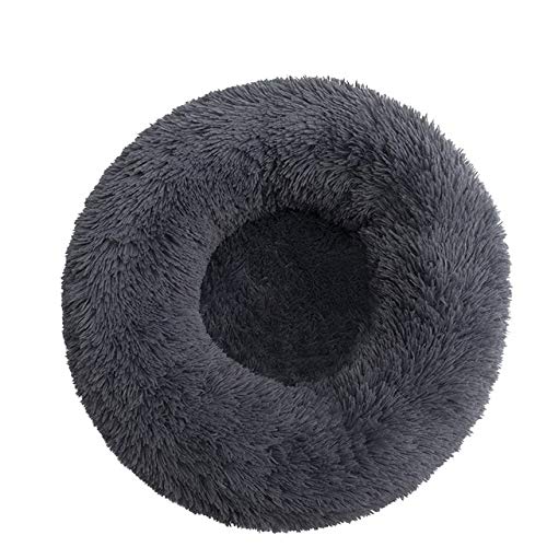 Camas para Perros mullidas para Perros Grandes Cojín de casa Redondo Accesorios para Productos para Mascotas Estera de Felpa Larga súper Suave para Gatos-Gris Oscuro, XXL-100, China