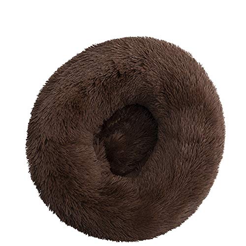 Camas para Perros mullidas para Perros Grandes Cojín Redondo para casa Accesorios para Productos para Mascotas Estera de Felpa Larga súper Suave para Gatos, café, M-60CM, República Checa