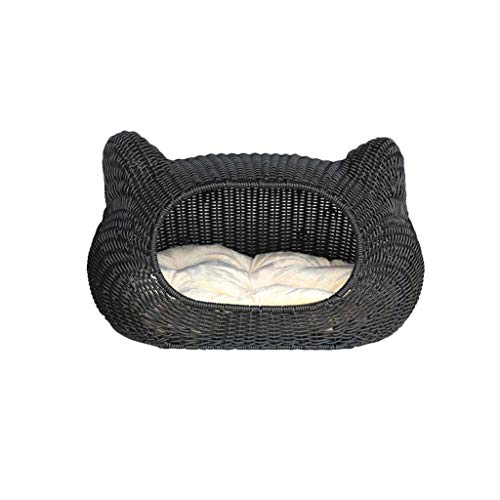 Camas para Perros pequeños Casa de Mascotas de ratán Hecha a Mano Caseta de Gato Perrera Extraíble y Lavable Pequeño Perro Mordedura Estaciones Nido Mano de Obra Exquisita GCSQF (Color : A)