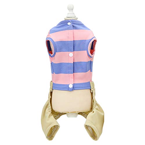 Camisa para Perros Ropa Camisas a Rayas Camisa Casual Overoles Verano Fresco Primavera Otoño Camiseta sin Mangas Chaleco para Perro Pequeño Rosa,XXL