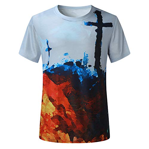 Camiseta para hombre de manga corta con estampado de Tie Dye para verano, cuello redondo, para tiempo libre, elástica, muscle tops, cuello redondo, estampado frontal, túnica clásica, blusa muscular.