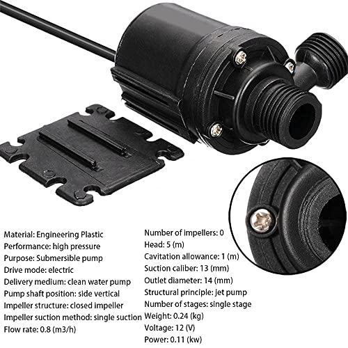 Camry bomba sumergible sin escobillas, mini bomba sumergible bomba sumergible sin escobillas, estanque de jardín, acuario, fuente solar, piscina, bomba de agua y tierra DC 12V, sistema