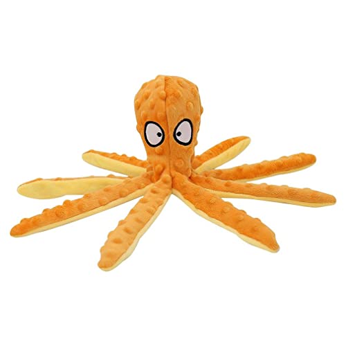 CandyT Juguete de Peluche para Mascotas, Piel de Pulpo, Rompecabezas para Perros, Juguete Vocal antimordida, Pulpo, Suministros para Gatos y Perros, muñeca de Pulpo para Mascotas (Naranja)