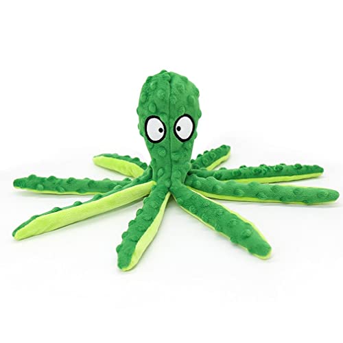 CandyT Juguete de Peluche para Mascotas, Piel de Pulpo, Rompecabezas para Perros, Juguete Vocal antimordida, Pulpo, Suministros para Gatos y Perros, muñeca de Pulpo para Mascotas (Verde)