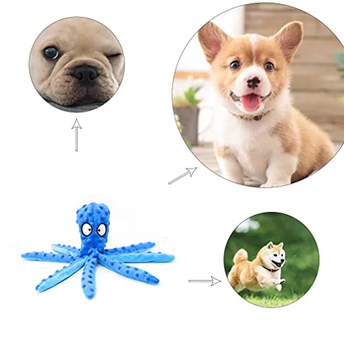 CandyT Juguete de Peluche para Mascotas, Piel de Pulpo, Rompecabezas para Perros, Juguete Vocal antimordida, Pulpo, Suministros para Gatos y Perros, muñeca para Mascotas de Pulpo (Azul)