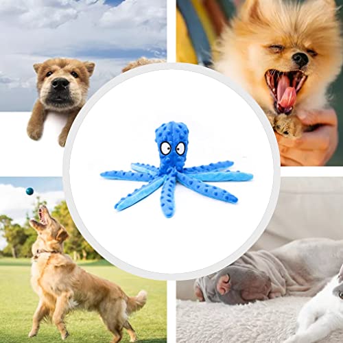 CandyT Juguete de Peluche para Mascotas, Piel de Pulpo, Rompecabezas para Perros, Juguete Vocal antimordida, Pulpo, Suministros para Gatos y Perros, muñeca para Mascotas de Pulpo (Azul)