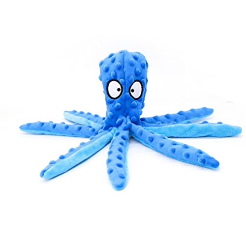 CandyT Juguete de Peluche para Mascotas, Piel de Pulpo, Rompecabezas para Perros, Juguete Vocal antimordida, Pulpo, Suministros para Gatos y Perros, muñeca para Mascotas de Pulpo (Azul)