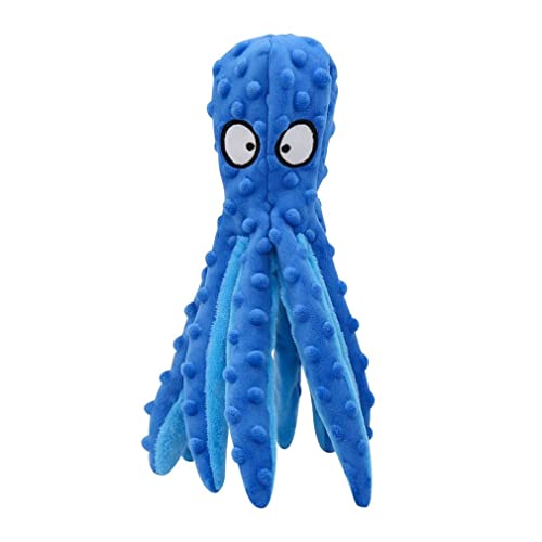 CandyT Juguete de Peluche para Mascotas, Piel de Pulpo, Rompecabezas para Perros, Juguete Vocal antimordida, Pulpo, Suministros para Gatos y Perros, muñeca para Mascotas de Pulpo (Azul)