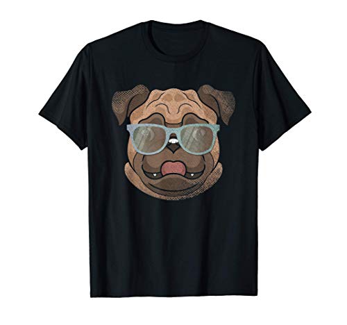 Carlino Gafas Divertido Amante De Los Animales Mascota Pug Camiseta