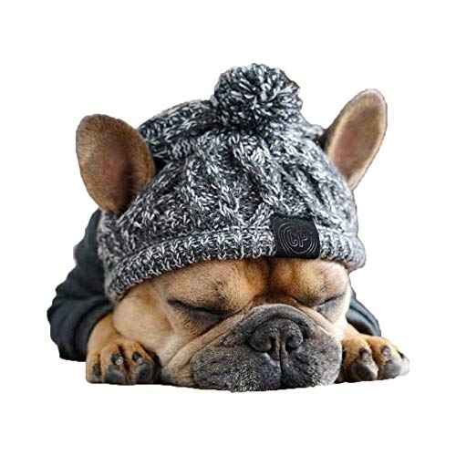 Carolilly Gorro de punto de invierno para perros, gorro para mascotas, ropa de otoño e invierno, gorro cálido para perros, fiestas, fotografía o disfraz. gris M