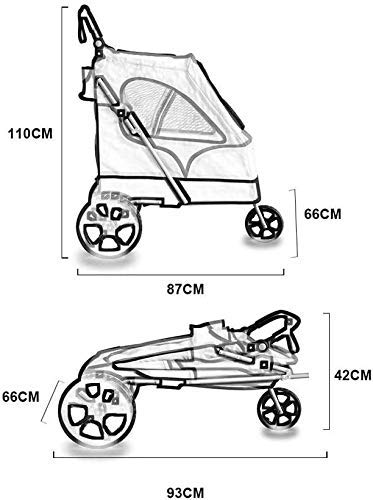 Carrito para Mascotas, Carrito de Viaje para Mascotas, Carrito para Perros y Gatos, Remolque para Transporte de Perros, Silla de Paseo Deportiva para Mascotas, Empresa