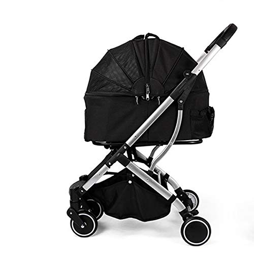 Carrito Para Mascotas Cochecito del animal doméstico del gato del perrito Cochecito fácil de instalar rápida plegable de cuatro ruedas-Viajes al aire libre ( Color : Black , Size : 49*75*100cm )