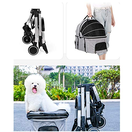 Carrito Para Mascotas Cochecito del animal doméstico del gato del perrito Cochecito fácil de instalar rápida plegable de cuatro ruedas-Viajes al aire libre ( Color : Black , Size : 49*75*100cm )