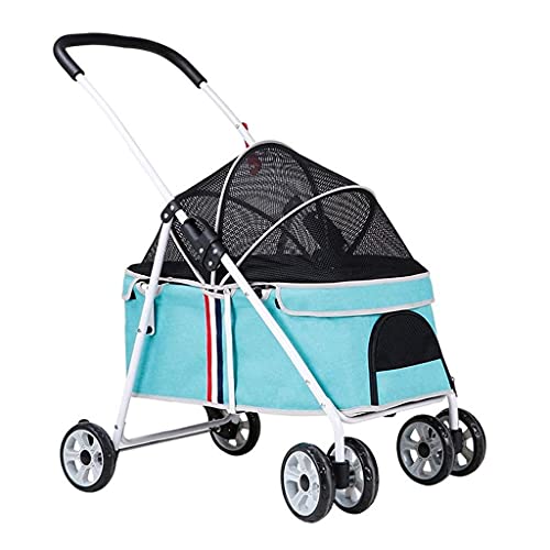 Carrito para Perros Pequefios, Cochecito para Perros Barato Sillas de Paseo con el Toldo Ajustable, Perros Cochecitos para Perros Peque?o Mediano Plazo de 20 Kg (Color : Blue)