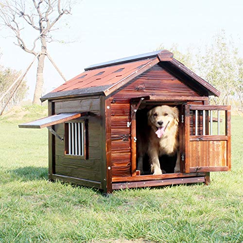 Casa de perro Casa del animal doméstico Perro Criado Vent y balcón al aire libre y for uso en interiores, casa del animal doméstico del refugio for cachorros y perros, madera for perro perro de la per