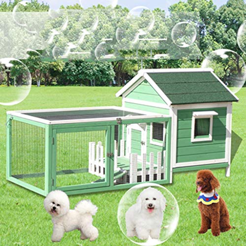 Casa de perro con porche de madera Al aire libre PET PET Cabina de cabina Kennel Resistente a la intemperie Mobiliario para mascotas a prueba de agua para pequeños animales grandes ( Color : Green )