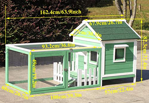 Casa de perro con porche de madera Al aire libre PET PET Cabina de cabina Kennel Resistente a la intemperie Mobiliario para mascotas a prueba de agua para pequeños animales grandes ( Color : Green )