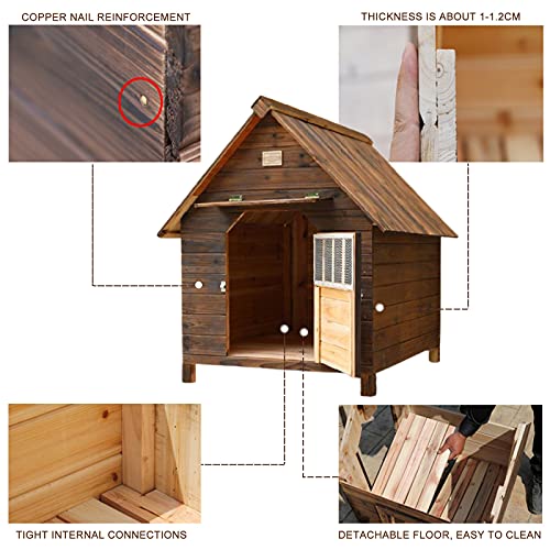 Casa de Perro Grande Exterior, Caseta para Perros Mediana Pequeños, Caseta para Perros Exterior con Puerta, Casa Perro Madera, Casitas para Gatos Exterior Impermeable(Size:S(22 * 17.7 * 18.9Inch))