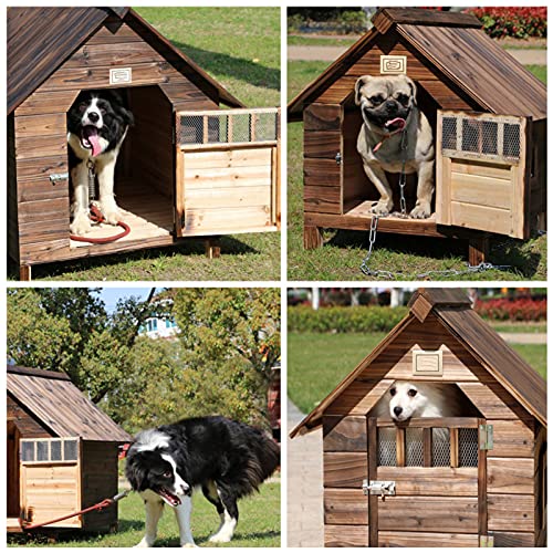 Casa de Perro Grande Exterior, Caseta para Perros Mediana Pequeños, Caseta para Perros Exterior con Puerta, Casa Perro Madera, Casitas para Gatos Exterior Impermeable(Size:S(22 * 17.7 * 18.9Inch))