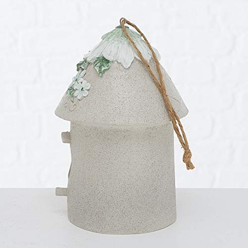 CasaJame Pajarera para balcón y jardín, nido, casa para pájaros, casa para pájaros, pajarera, decoración de flores, de resina, 20 cm de alto x 14 cm de diámetro