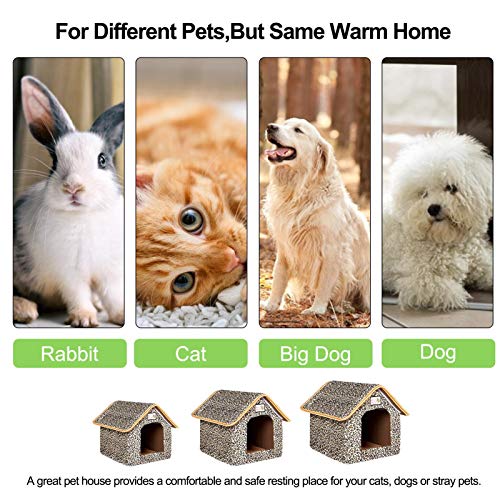 Casas para mascotas con calefacción para gatos al aire libre Perros en invierno, fácil de montar y plegable Casa para perros, a prueba de viento Impermeable Kitty House Refugio para gatos Colocación