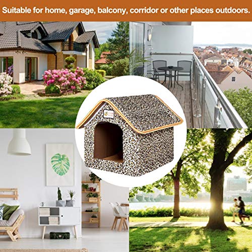 Casas para mascotas con calefacción para gatos al aire libre Perros en invierno, fácil de montar y plegable Casa para perros, a prueba de viento Impermeable Kitty House Refugio para gatos Colocación