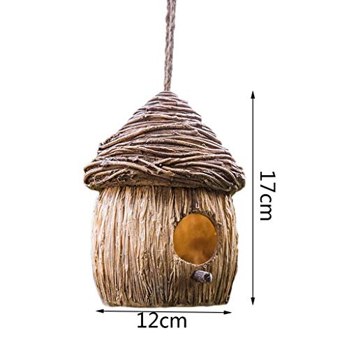 Casas para pájaros Casas De Aves Colgantes Casas De Aves Para Exteriores Resina Al Aire Libre Pájaro Pájaro Árbol Colgante Pájaro House Jardín Decoración ( Color : Beige , Size : 17*12*12cm )