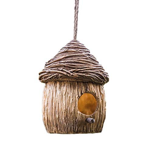 Casas para pájaros Casas De Aves Colgantes Casas De Aves Para Exteriores Resina Al Aire Libre Pájaro Pájaro Árbol Colgante Pájaro House Jardín Decoración ( Color : Beige , Size : 17*12*12cm )